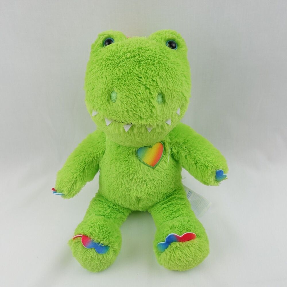 Build A Bear Cubscription Dinosaur 10" Stuffed Animal Plush Green Rainbow Trim